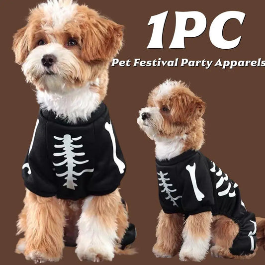 Pet Skeleton Cosplay Costumes Halloween Costume Props Skeleton Pet Costume Jumpsuit For Small Medium Big Funny Clothes For Puppy