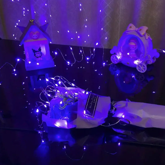 5m 50 LED Fairy Light AA Battery Powered, Purple Copper Line Light, Suitable for Bedroom, Christmas, Party Decoration