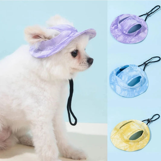 Pet Hat with Ear Holes Summer Outdoor Cute Dog Cat Hat Colorful Adjustable Baseball Cap for Small Medium Dogs Cats Pet Supplies