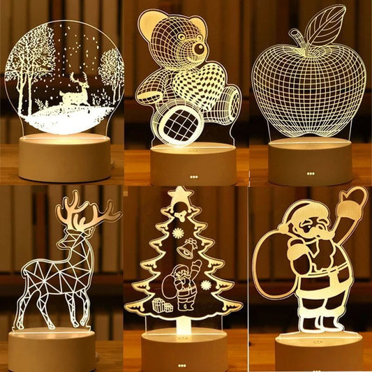 3D Visual Illusion Night Light Visual Creative LED Desk Lamp Changes USB Powered Gift for Kids
