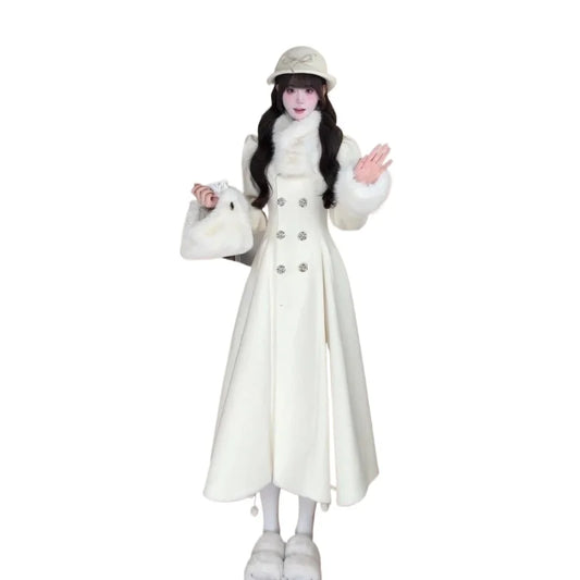 Winter Women's Clothing  Atmosphere Big Skirt Small Coat Temperament Waist Closure Thickened Warm Coat Women A Socialite Jackets