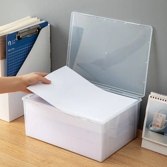 Home Office Supplies Storage Box Multifunctional Desktop Large Capacity A4 Paper Transparent Plastic Organizer Box