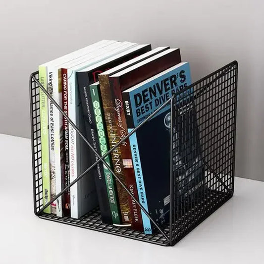 Office Desk Organizer Metal Books Holder Collectable Desktop Shelve Table Display Basket Books Magazine Holder Basket Shelve