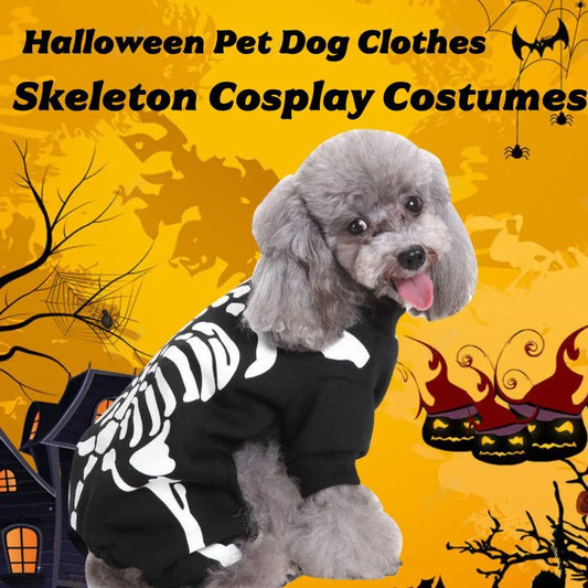 Pet Skeleton Cosplay Costumes Halloween Costume Props Skeleton Pet Costume Jumpsuit For Small Medium Big Funny Clothes For Puppy