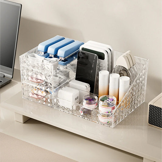 Makeup Organizer [Large Capacity] Cosmetic Organizer with Transparent Drawer - Multi-functional Lipstick & Cosmetic Organizer