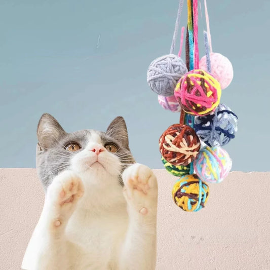 Pet Cat Toys Self Entertaining Chew and Tease Cats Toys with Bell Kitten Colored Balls Interactive Toys Pet Products Accessories