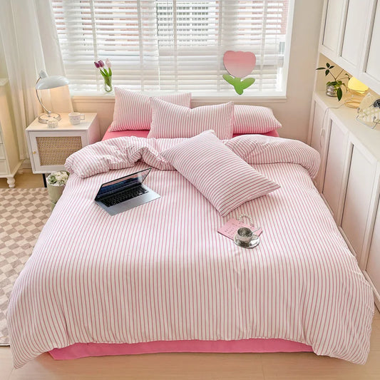 Ins Bedding Set with Pillowcase bed sheet Single Full Size Bed Linen Duvet Cover Set Queen/King Double Comforter Cover