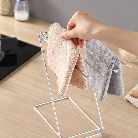 Kitchen 201 Stainless Steel Rag Rack Drain Rack Sink Countertop Dishcloth Rack Folding Storage Hanger Organizer Kitchen