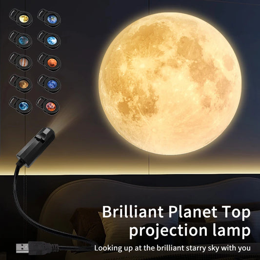 LED USB Night Light Halloween Christmas Projector Lights Room Decor Switchable Pattern Design Planet Projection Atmosphere Light