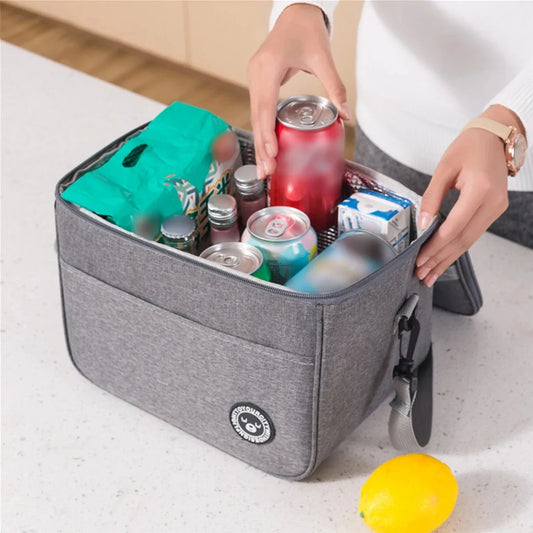Simple Lunch Box Handbag Storage Bag Square Insulation Bag Aluminum Foil Thickened Bento Bag Large Capacity Picnic Bag With Rice