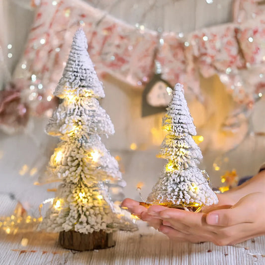 Mini Christmas Tree Tabletop Snow Pine Tree Decoration DIY New Year Xmas Party Home Table Ornament 2025 Christmas Gifts Decor