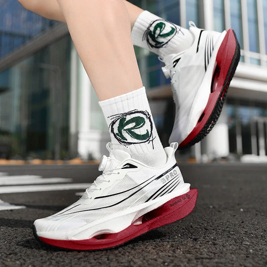 Couple's Casual Sports Running Shoes Men’s Cosy Lightweight Lace Up Carbon Plate Sports Non-slip Outdoor Athletic Male Sneakers