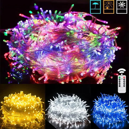 Christmas Lights 1.5M-100M Chain Outdoor LED String Fairy Garland Waterproof 220V/Battery/USB for Wedding Party Tree Decoration