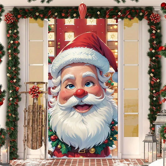 Holiday Santa Claus door casing, easy to install and remove, stain-resistant, for holiday home decoration