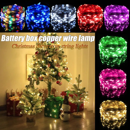 LED 3-cell Battery Box Copper Wire Multifunctional String Light For Outdoor Home Christmas Wedding Party Garden Decoration 3-20m