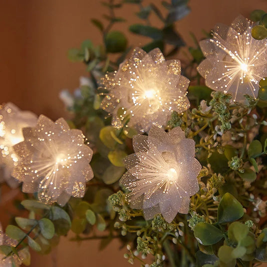 LED Flower Fairy Lights Garland Battery Operated Flower Twinkle String Light Copper Wire Lighting Wedding Christmas Decoration