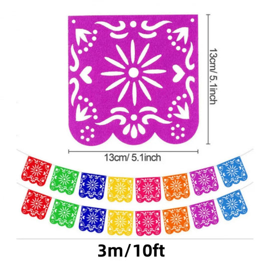 Mexican Party Decorations Banner, Colorful Día De Los Muertos Papel Picado Banner, Carnival Birthday Baby Shower Party Decor