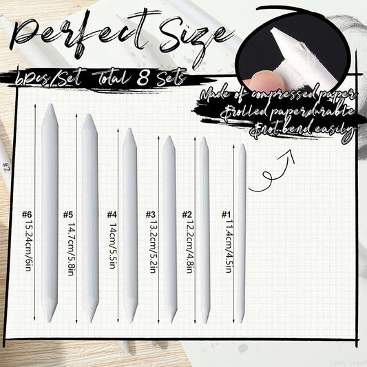 Paper Art Blending Stumps for Drawing Shading, Drawing Supplies Pencil Sketch Paint Tools, for Student Artist Markers, 6/48 PCS