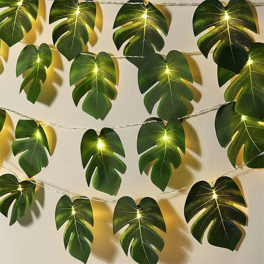 Artificial Plants LED String Lights Monstera Green Leaf String Light USB/Battery Operated Christmas Garland Lamp For Party Decor