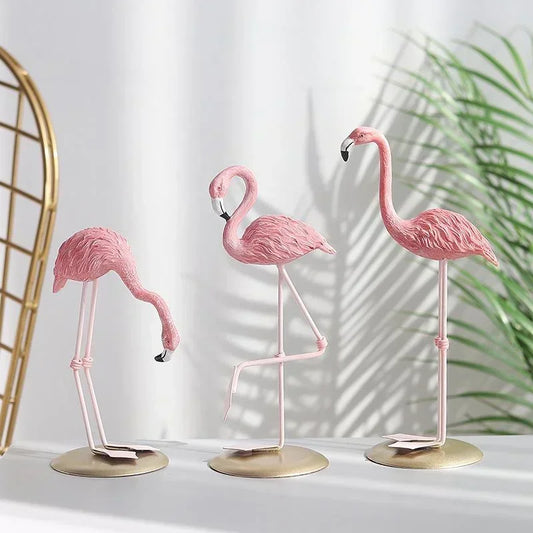 Home Fashion Decoration Creative Resin Figurines Crafts Ins Flamingo Ornament Living Room Desktop Decor Desk Pink Miniatures