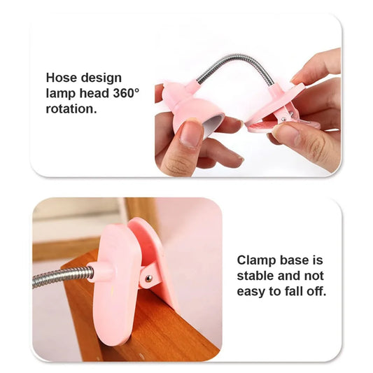 1Pcs Portable Eye-Friendly Reading Lamp - Warm & Bright Clip-On Light with Long-lasting Battery for Books and Desks Book Lamp