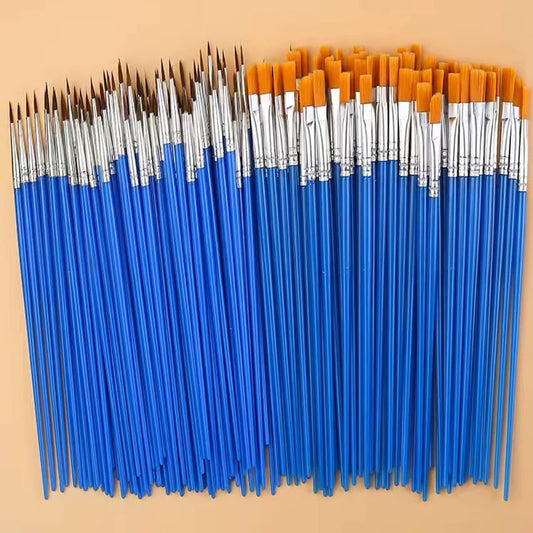 10/20/50Pcs Painting Brushes Set Art Round / Flat Brushs Nylon Hair Paint Brushes Pen for Oil Acrylic Watercolor Art Supplies