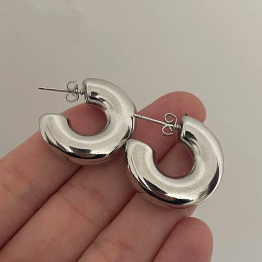 925 Sterling Silver Earrings For Women Trendy Simple Heavy Circle Earring Jewelry Prevent Allergy Party Christmas Accessories