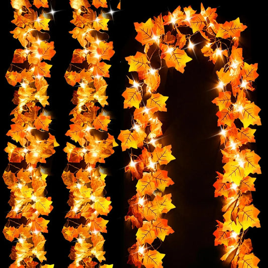 Fall Leaf Garland with Lights,Halloween Light String,Thanksgiving Decor Home Holiday Autumn Indoor Fall Decor Friendsgiving Gift