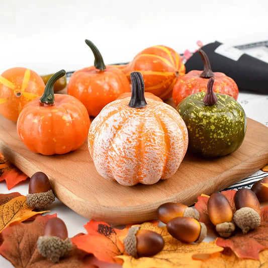 50Pcs Thanksgiving Autumn Simulation Pumpkin Decoration Set Halloween Autumn Garland Maple Pinecone Christmas Thanksgiving Decor