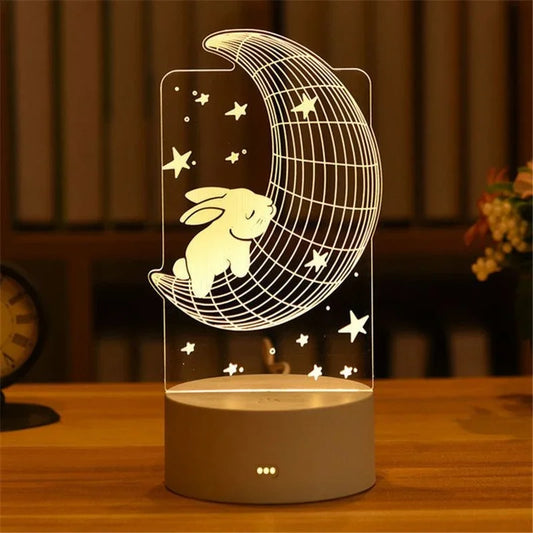 3D Visual Illusion Night Light Visual Creative LED Desk Lamp Changes USB Powered Gift for Kids