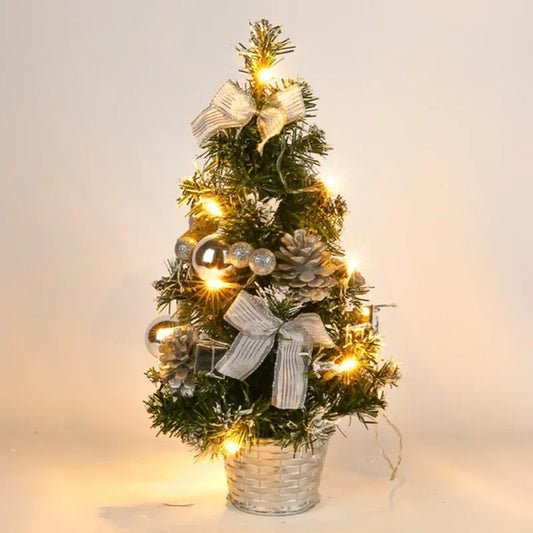 Mini Christmas Tree 40CM with Lights Artificial Christmas Tree Home Table Decoration 2025 New Year Party Decoration Props