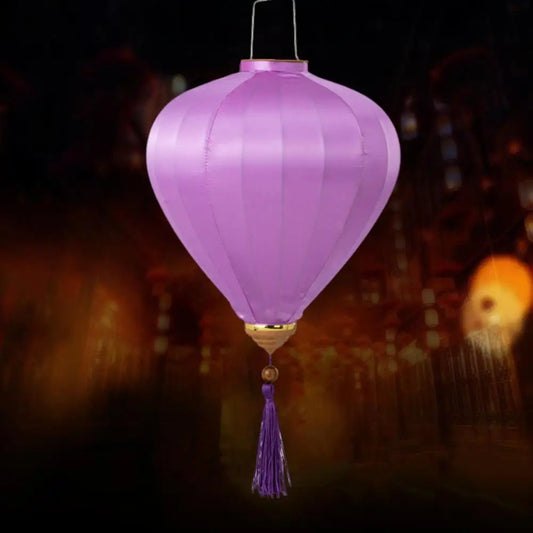 Chinese Decorative Lamp Elegant Oval Faux Silk Lanterns for Chinese New Year Party Decor Japanese Vietnam Hanging Lanterns