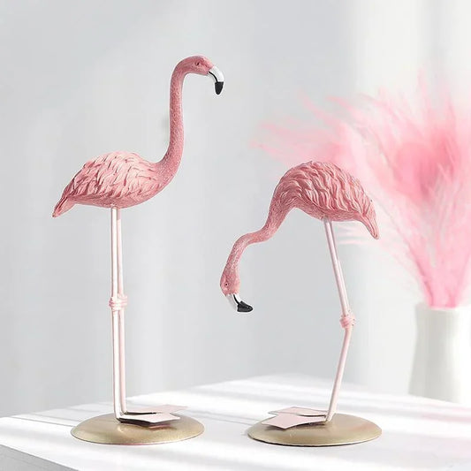 Home Fashion Decoration Creative Resin Figurines Crafts Ins Flamingo Ornament Living Room Desktop Decor Desk Pink Miniatures