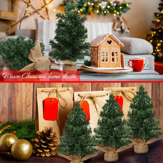 20cm Mini Artificial Christmas Tree Desktop Fake Pine DIY Small Desktop Decorative Holiday Party Xmas Tree Ornaments