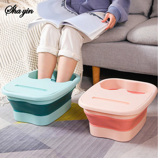 Foldable foot bath tub – portable, covered basin with ergonomic design, suitable for travel and home use