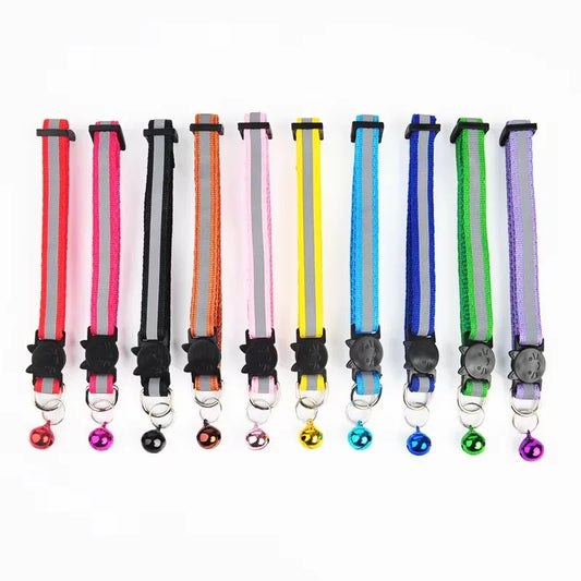 10Pcs Wholesale Collars for Cat Collar With Bell Adjustable Necklace Cat Puppy kitten Collar Dropshipping Pet Cats Collar