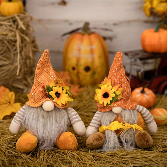 Thanksgiving Doll Harvest Maple Leaf Straw Hat Rudolf Dwarf Doll Pendants Thanksgiving Day Gifts for Child Thanksgiving Decorati