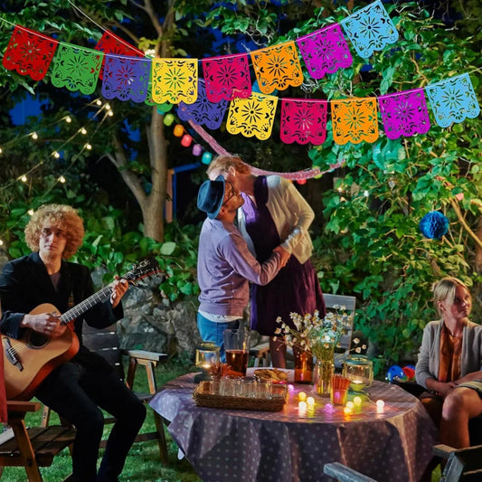 Mexican Party Decorations Banner, Colorful Día De Los Muertos Papel Picado Banner, Carnival Birthday Baby Shower Party Decor