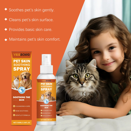 Pet Skin Soothing Spray - Gentle Formula Quickly Relieve Itching Discomfort Clean Skin Surface Daily Care for Dogs Cats