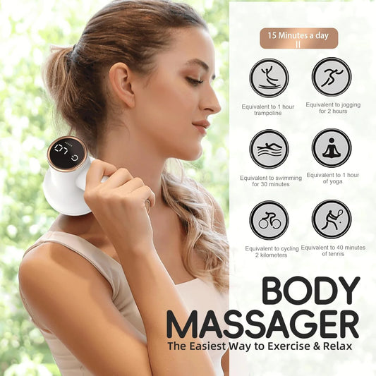 Electric massager with 8 massage heads for tummy, legs and hips to help shape the body, relax the body, and relieve stress.