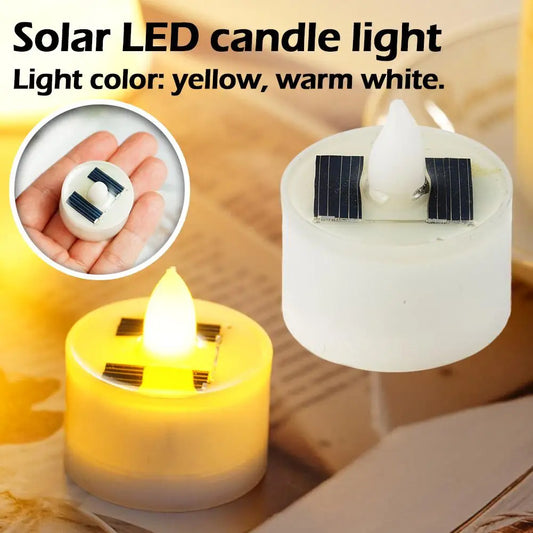 Solar Candle Tea Lamp Smokeless Simulation LED Electronic Candle Lamp Outdoor Christmas Halloween Tea Wax