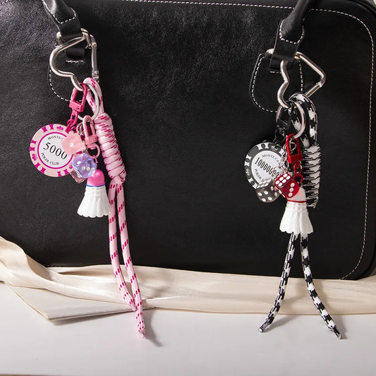 Badminton Bag Accessories Woven Rope Chips Car Keychains Creative Dice Accessories