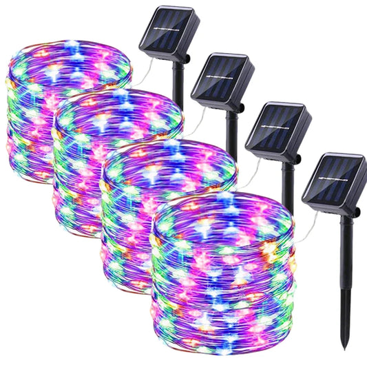 Outdoor Waterproof Solar Fairy Lights String Twinkle Lights Decoration for Tree Garden Patio Halloween Christmas Multicolor LED