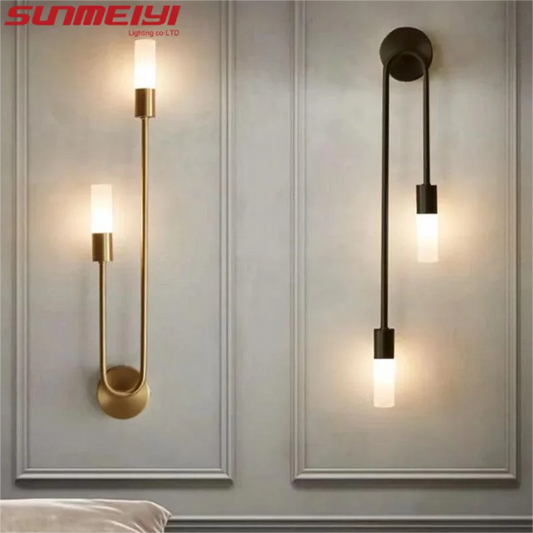 LED Golden Black Light Luxury Wall Lamp Living Room Nordic Modern Minimalist Creative Background Wall Corridor Bedroom Bedside