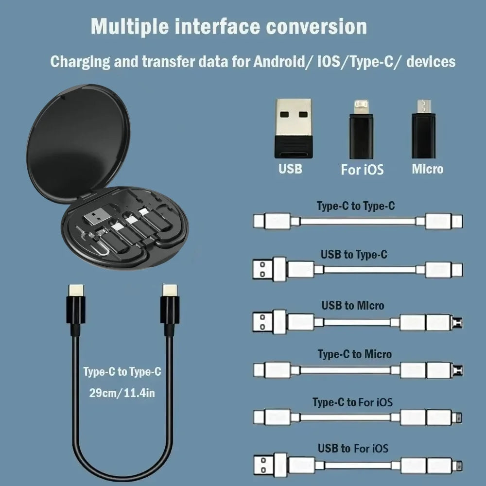 NNBILI Multifunctional USB Data Cable Set Storage Box with Multi USB Charging Adapter Cable Kit Usb To Type C Usb Adapter Mmall USA
