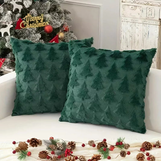 Christmas Decorative Pillow Cover Plush Embroidered Cushion Case Soft Throw Pillowcase For Sofa Living Room Home Festive Gift