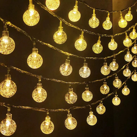 Festoon LED Fairy Crystal Ball Star String Lights Wedding Party Garden Christmas Room Decoration Outdoor Camping Garland Lamp