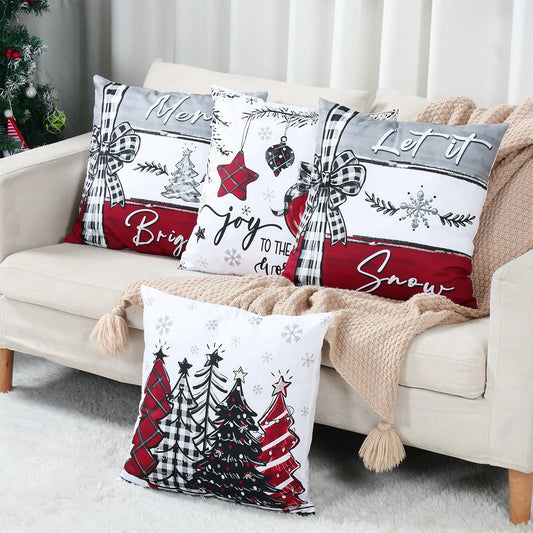4pcs Christmas Pillow Covers Christmas Party Decoration 2025 Xmas Tree Santa Claus Pillowcase Navidad Natal New Year Gift 2026