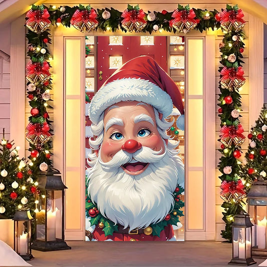 Holiday Santa Claus door casing, easy to install and remove, stain-resistant, for holiday home decoration
