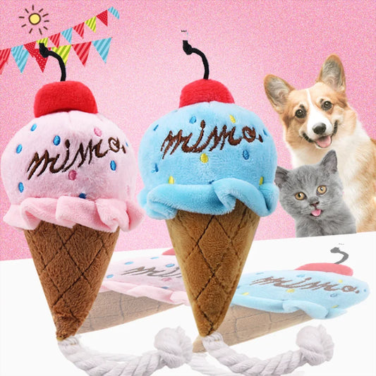 Pet Toys Fruit Animals Ice Cream Sound Toy Cartoon Dog Toys Stuffed Squeaking Pet Cute Plush Puzzle for Dog Cat Chew Squeaky Toy
